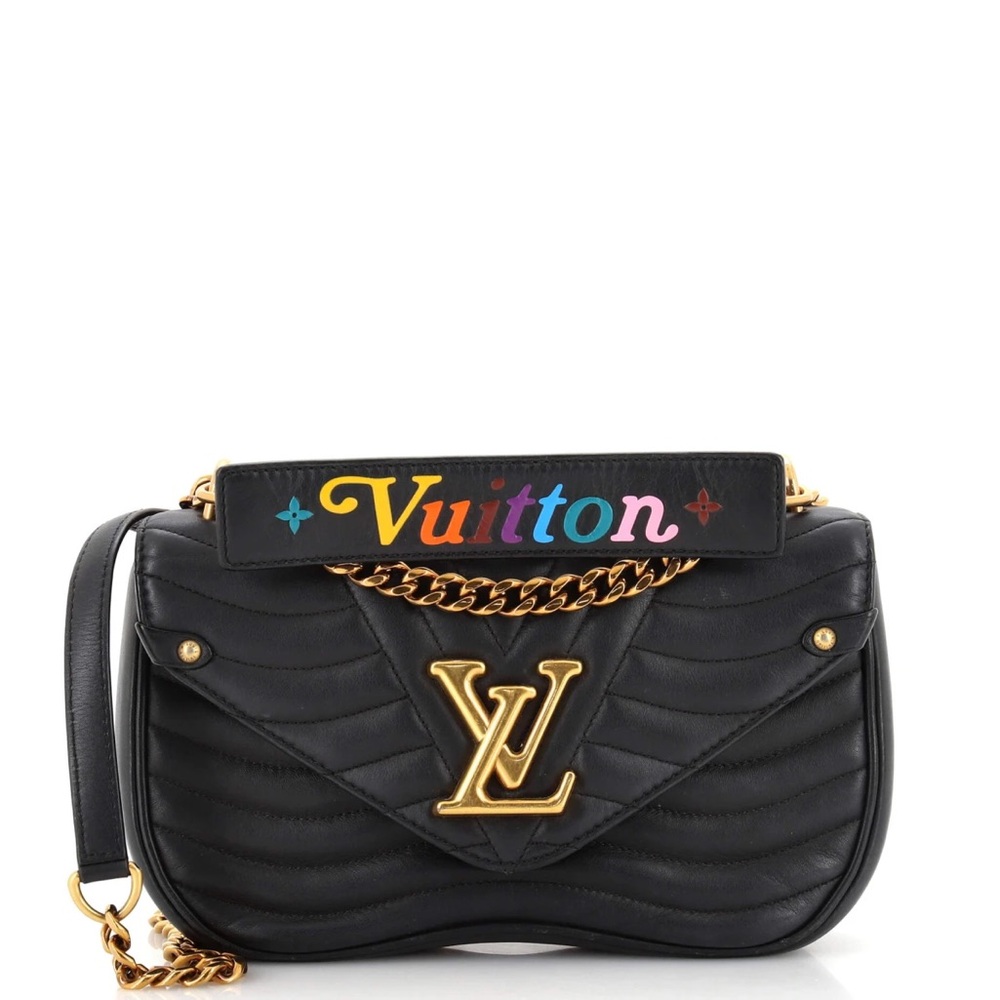 LOUIS VUITTON Calfskin New Wave Chain MM Black Bag Crossbody